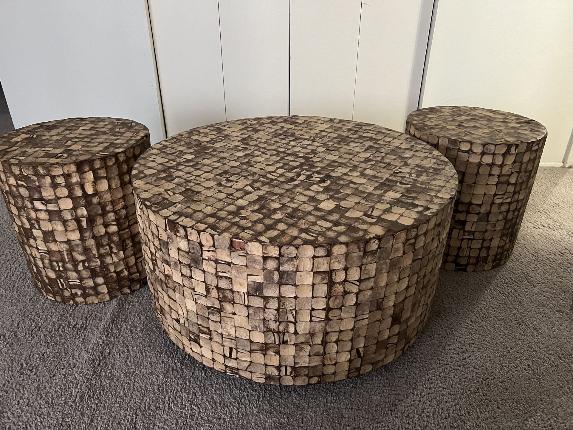 Coconut Shell Coffee Table Set