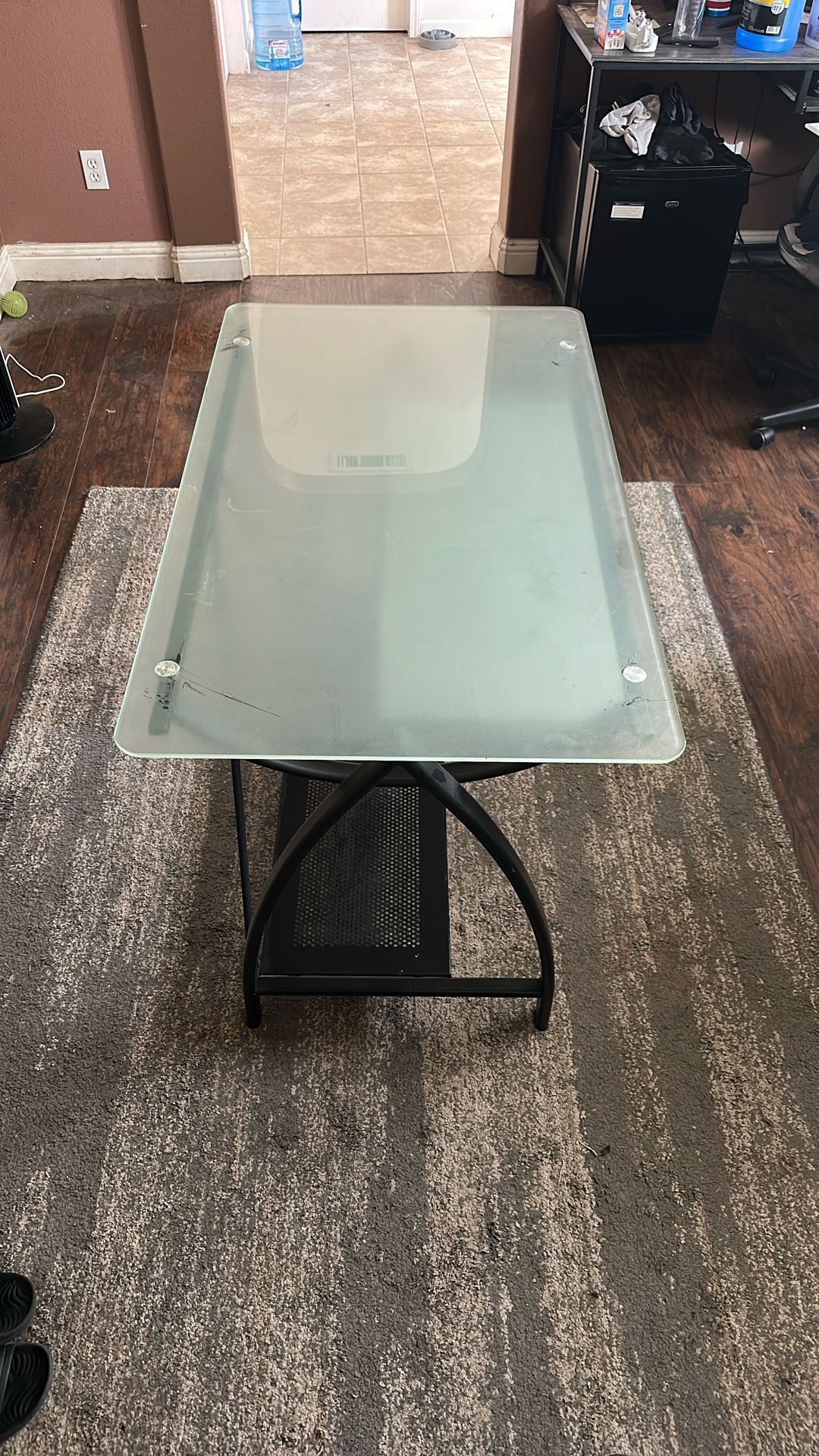 Glass Desk With Keyboard Pullout