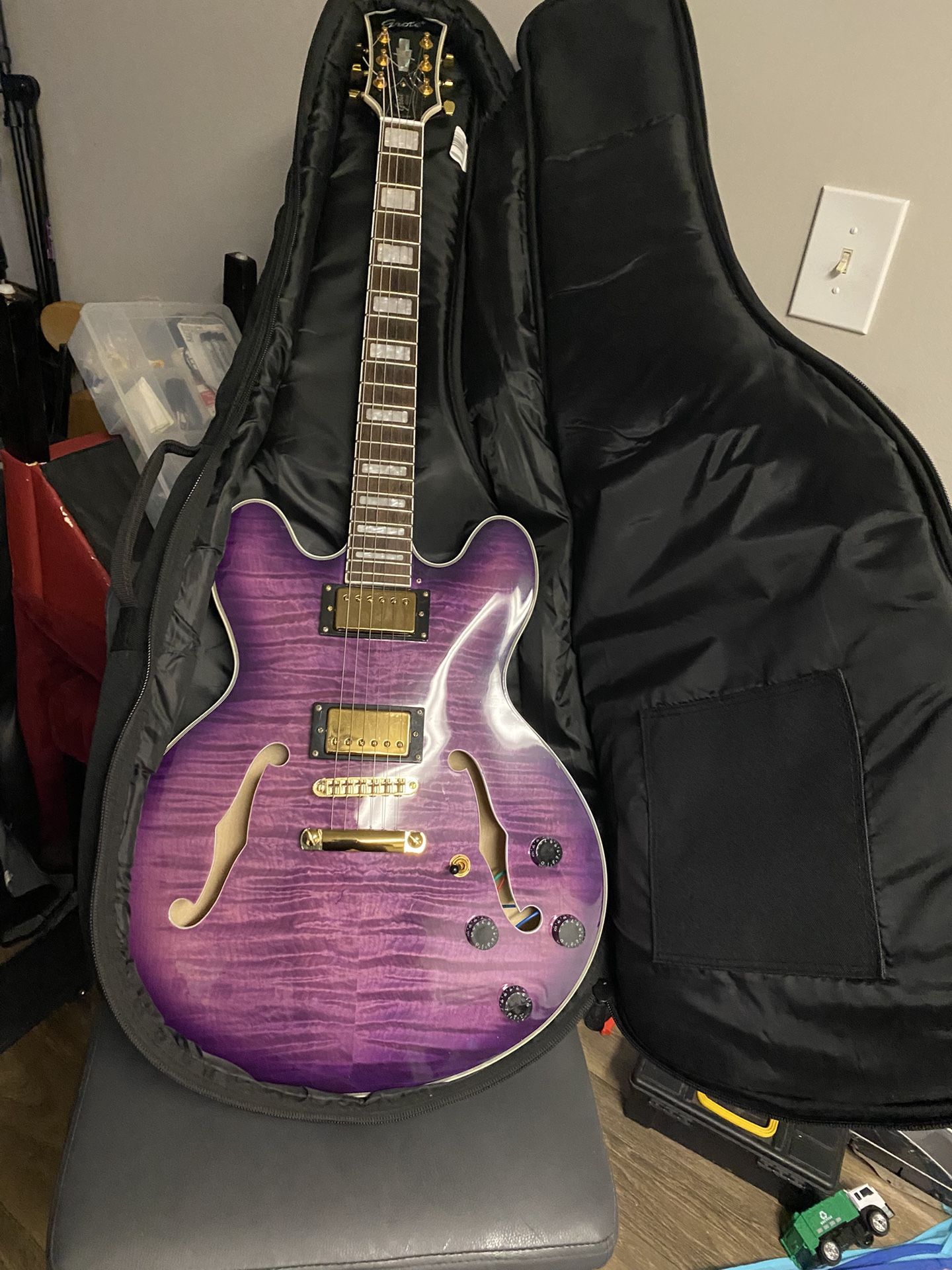 Beautiful Purple 335 Style Guitar