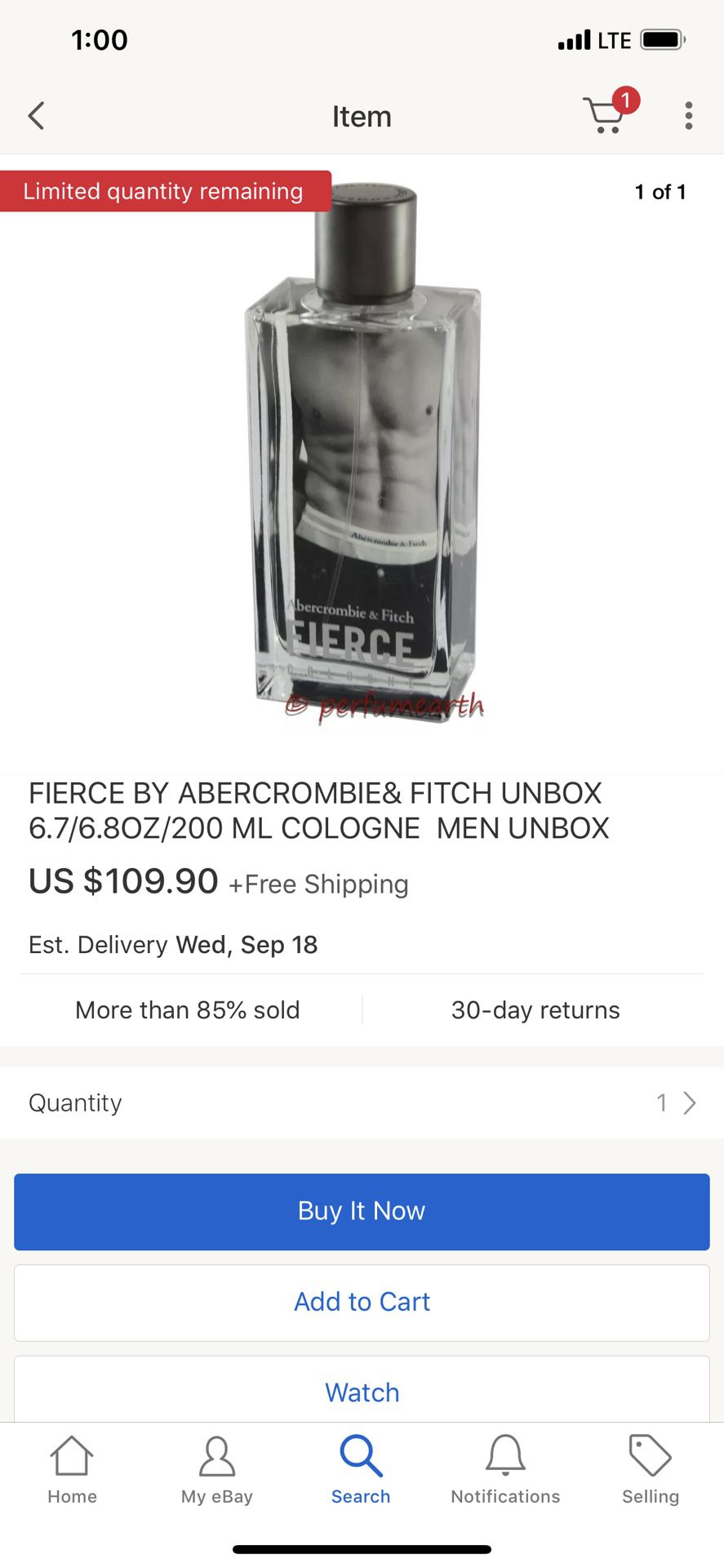 FIERCE BY ABERCROMBIE& FITCH UNBOX 6.7/{link removed} ML COLOGNE MEN UNBOX