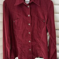 Dolce & Gabbana Red Corduroy Button Up Top