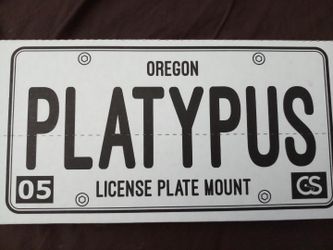 Platypus license plate holder