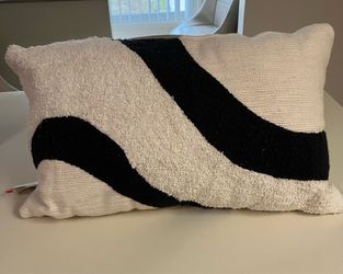Black and white textured throw pillow