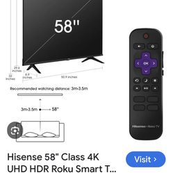 58” Hisense Roku 4k TV