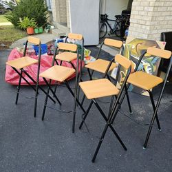 4 Metal Bar Stools Black And Oak 
