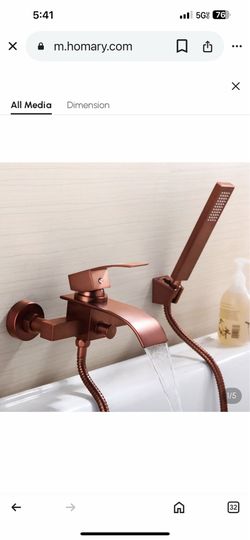 Milly Modern Waterfall Wall-Mount Oil Rubbed Bronze Tub Filler Faucet & Handshower Sh 54