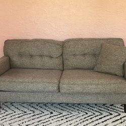 Couch Sofa Mid Century Modern Gray Fabric
