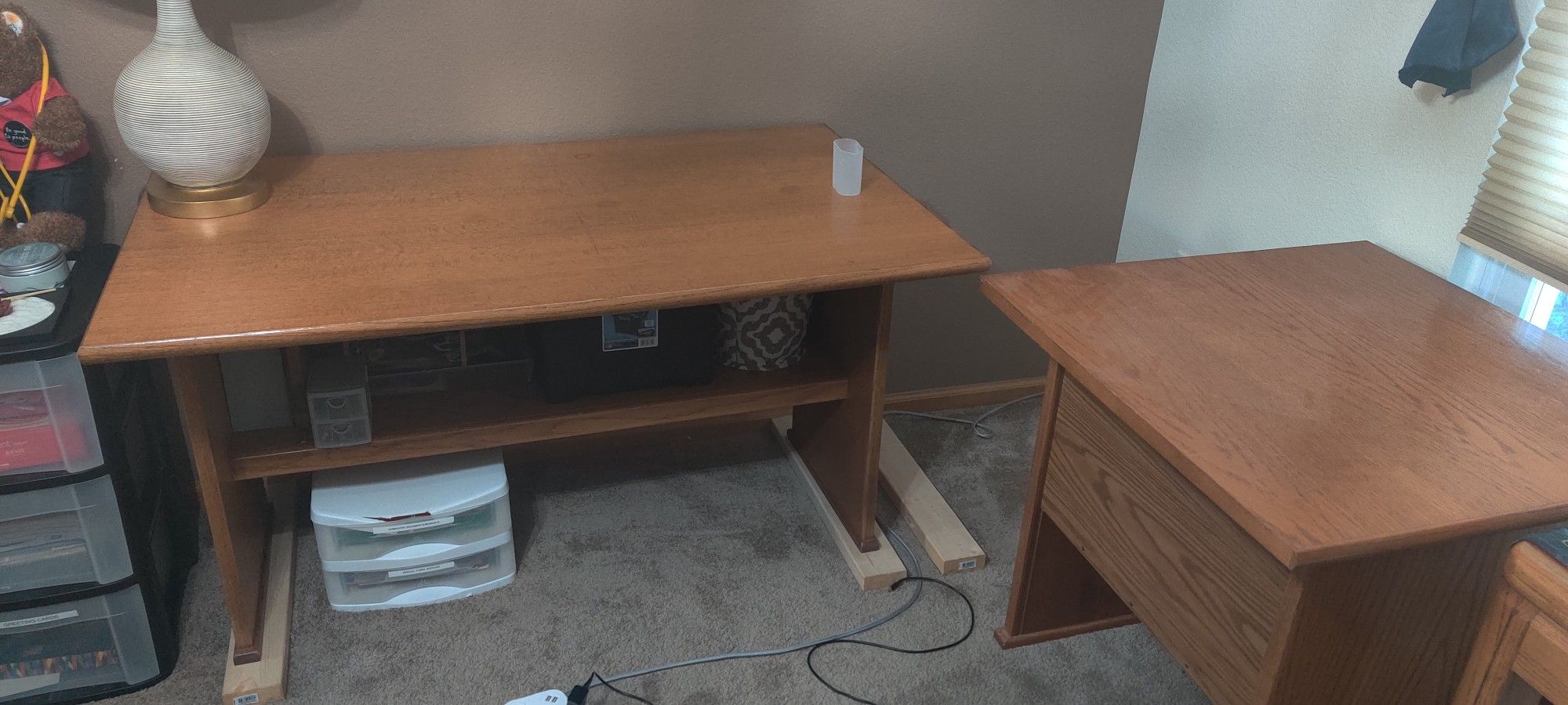 Solid Oak 3 Piece Desk (Corner Unit Not Pictured)