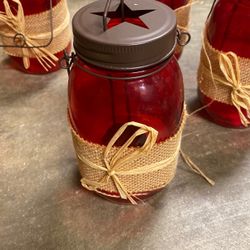 Red Mason Jars