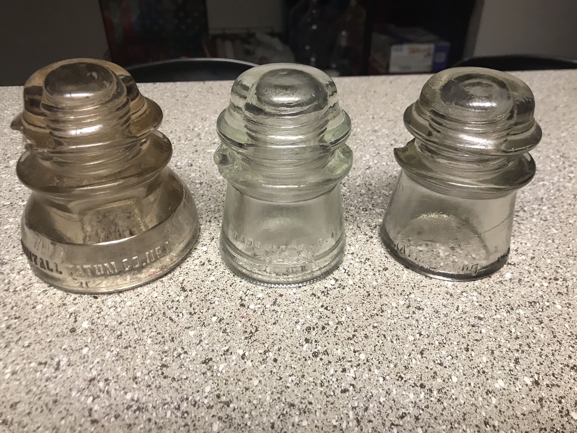 Antique Vintage Glass Insulators (3)