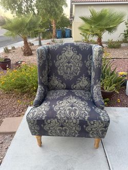 Damask dWingback Accent Chair with Nailhead Trim (1)