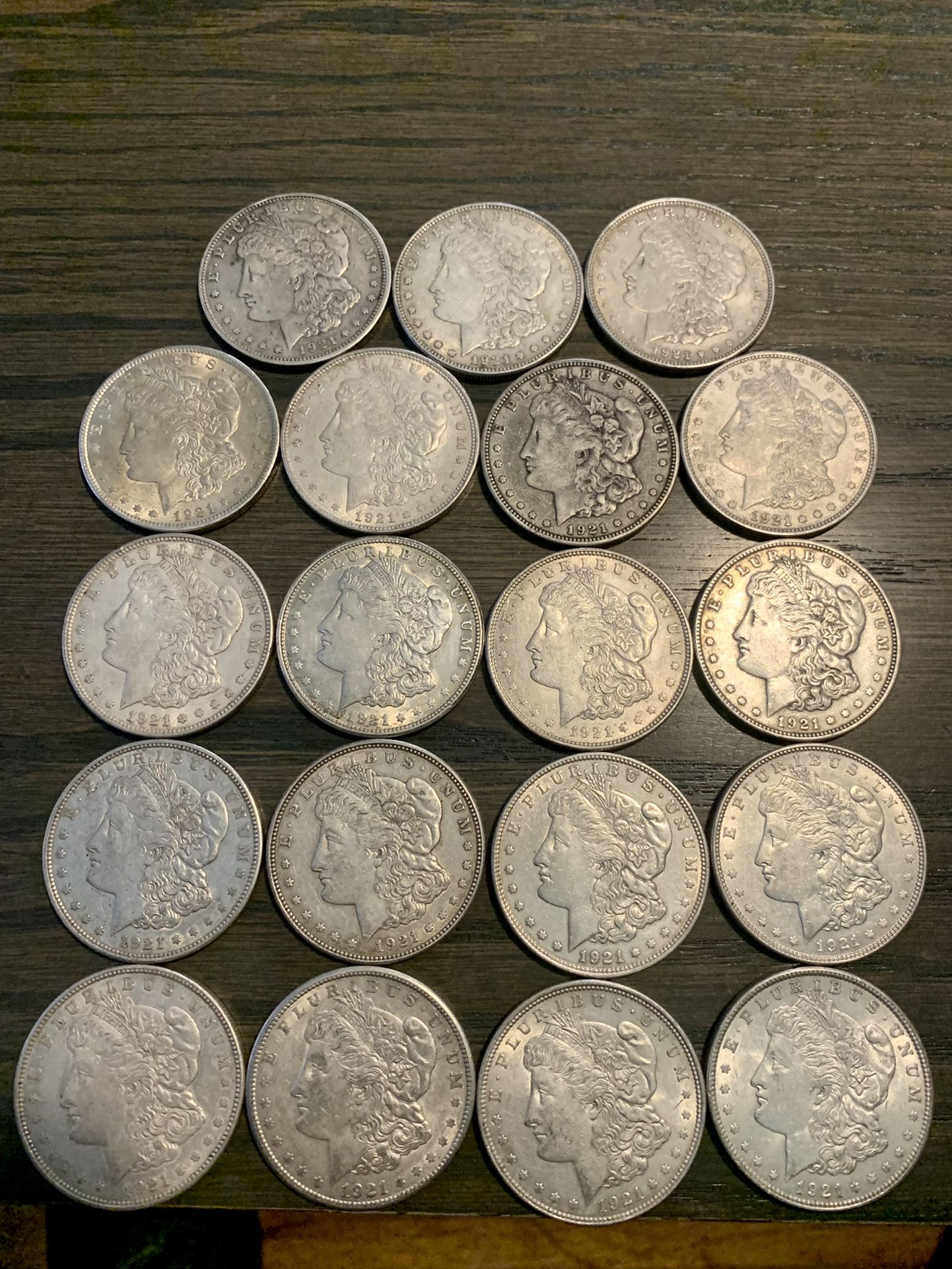 19- 1921 Morgan Silver Dollars