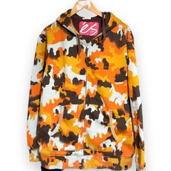 ES Skateboarding Orange camouflage zip up hoodie