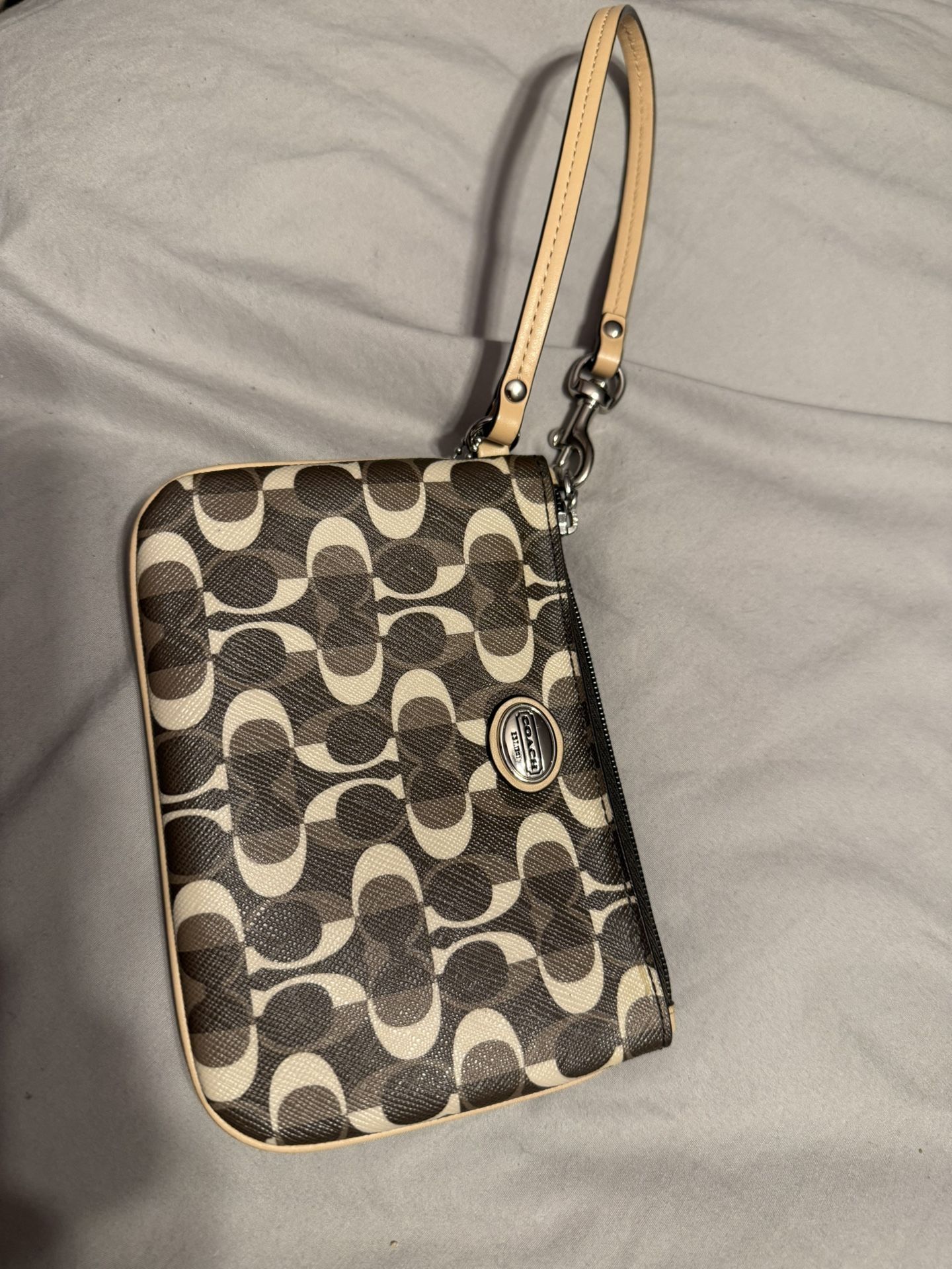 Coach Brown And Beige Wristlet