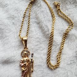 22in. San Lazaro Gold Plated Rope Chain 