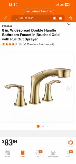PROOX 8 in. Widespread Double Handle Bathroom Faucet in Brushed Gold with Pull Out Sprayer