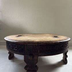  Authentic Indian Chakki Coffee Table – Solid Wood