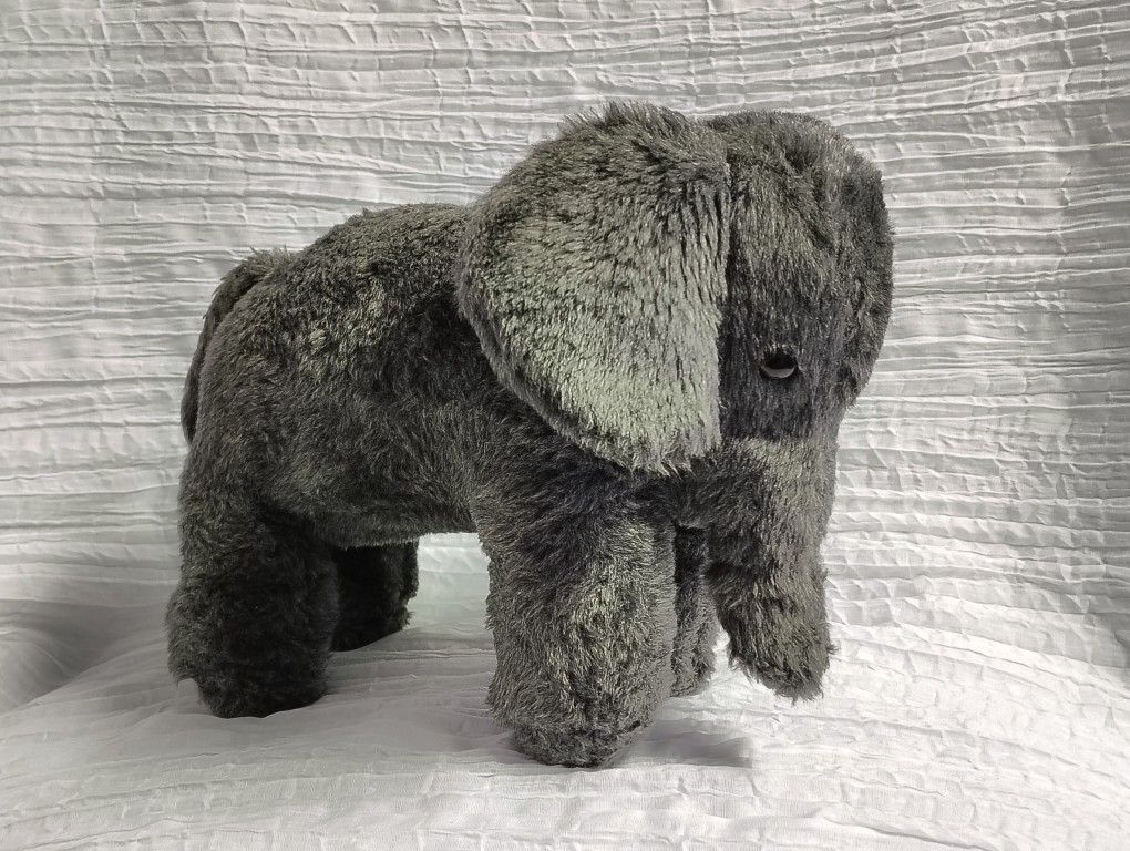 RarE Vintage Antique Med Grey Plush Elephant Stuffed Toy 8×11 Metal Wire Inside
