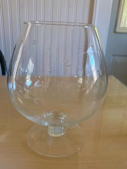 Princess House Large Etched Crystal Brandy Snifter Glass