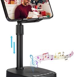 Adjustable Cell Phone Stand with Wireless Bluetooth Speaker(7-11''Height)