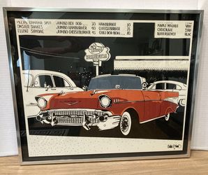 Walter Rocky Ferris (25x21) "Henry's Hamburgers" Diner Print with Metal Frame