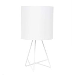 {ONE} Dayzie 13.5” table lamp. Base: gray metal. Lamp shade: white. Overall: 13.5” H x 7” W x 7” D. MSRP: $137. Our price: $89 + Sales tax 