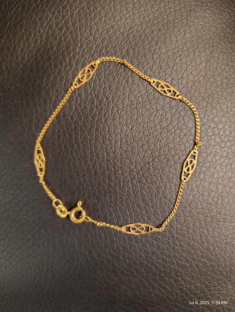 Vintage Estate Italian 14k Gold Filigree 7" Bracelet