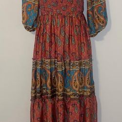 NWOT Me 2 magic long dress colorful paisley design size S