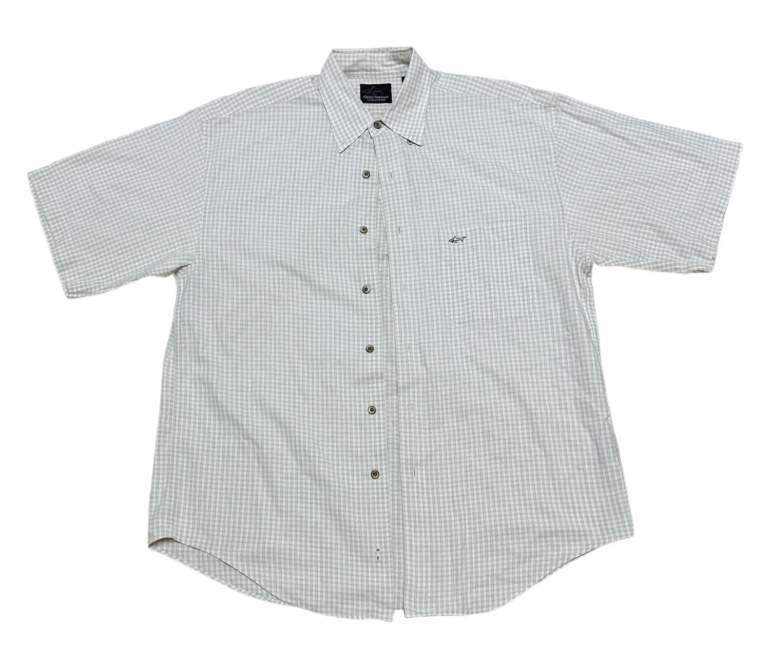 Greg Norman Collection Button Up Men’s M White Plaid Casual Pocket Short Sleeve