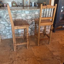 Set Of Wooden Barstools