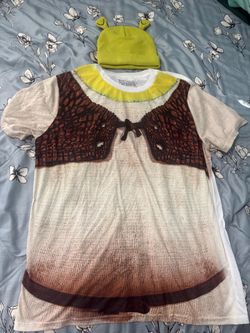 Shrek Costume T-Shirt and Ear Hat Set men size Xl