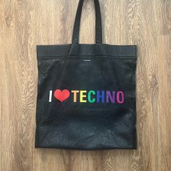 Balenciaga “I Love Techno” Leather Tote Bag 