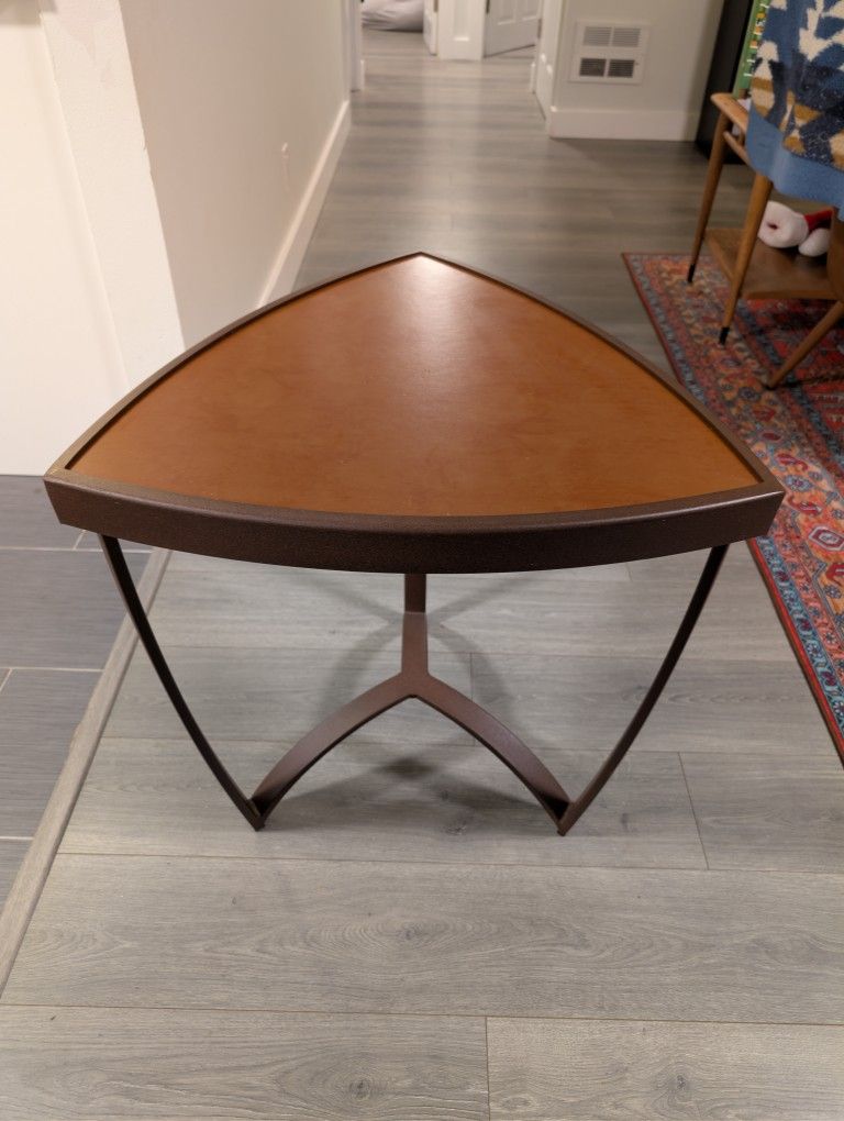 End Table With Leather Top