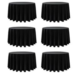 6-Pack Black Round Tablecloths