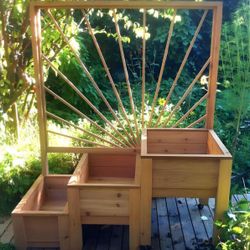 Beautiful privacy wall Frame Planter Box Garden Bed Outdoor Design cedar redwood AC pool equipment cover