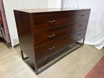 Industrial Style Solid Pecan 3-Drawer Lowboy Dresser