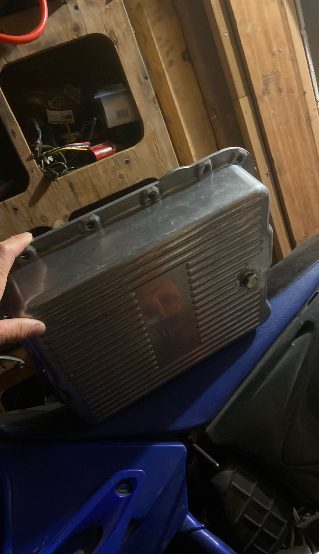 4L60E polished aluminum Chevy transmission oil pan