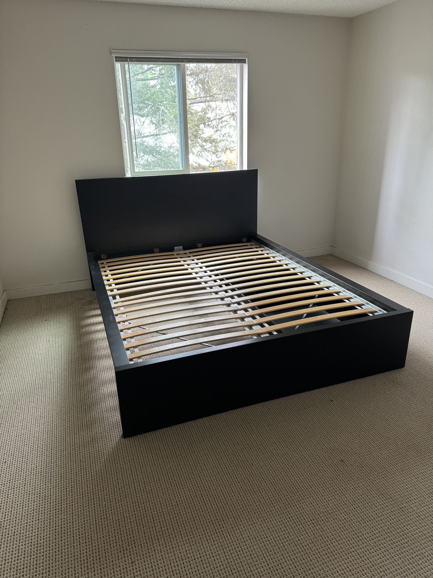 IKEA Queen Black Bed frame With Rolling Storage And Slats 