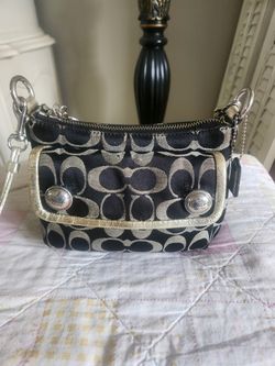 Black And Gold Coach POPPY Crossbody