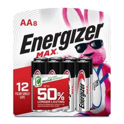 Energizer Max 8 Count Double A Battery Packs $5 Each