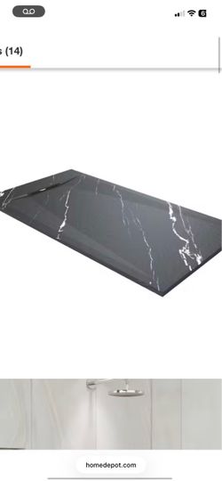 Black marble like fiberglass shower pan