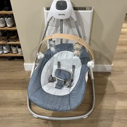 New Ingenuity SimpleComfort Compact Soothing Swing, Rotating Toy Bar, Rotating Seat, for Ages 0-9 months