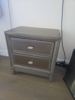 Glam Metallic Silver/Champagne Nightstand / Bedside Table
