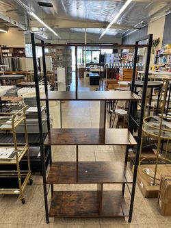 VASAGLE 5 Tier Shelving Unit w/ Open Compartments Industrial Style - Rustic Brown / Black