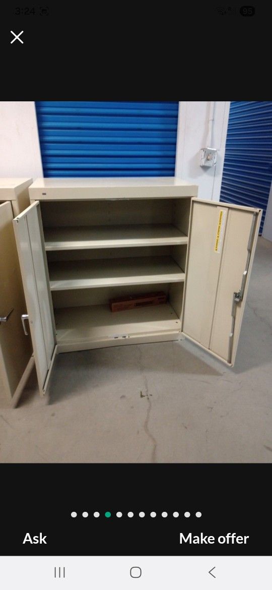 Metal Storage Cabinet With 2 Adjustable Shelves Each
