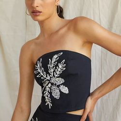 Anthropologie Embroidery Tube Top