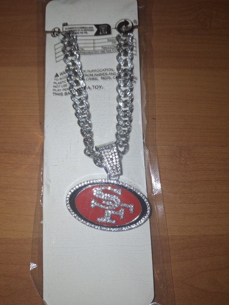San Francisco 49ers Iced Out Rhinestone Pendant Necklace