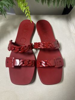 Gucci Hibiscus Red Rubber Sandals