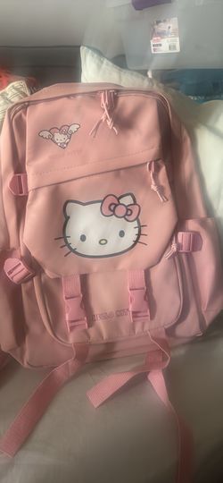 New- hello kids shoulder bag backpack zip travel shoulder bag-  Pink/ h-17” x w-15” x d-8