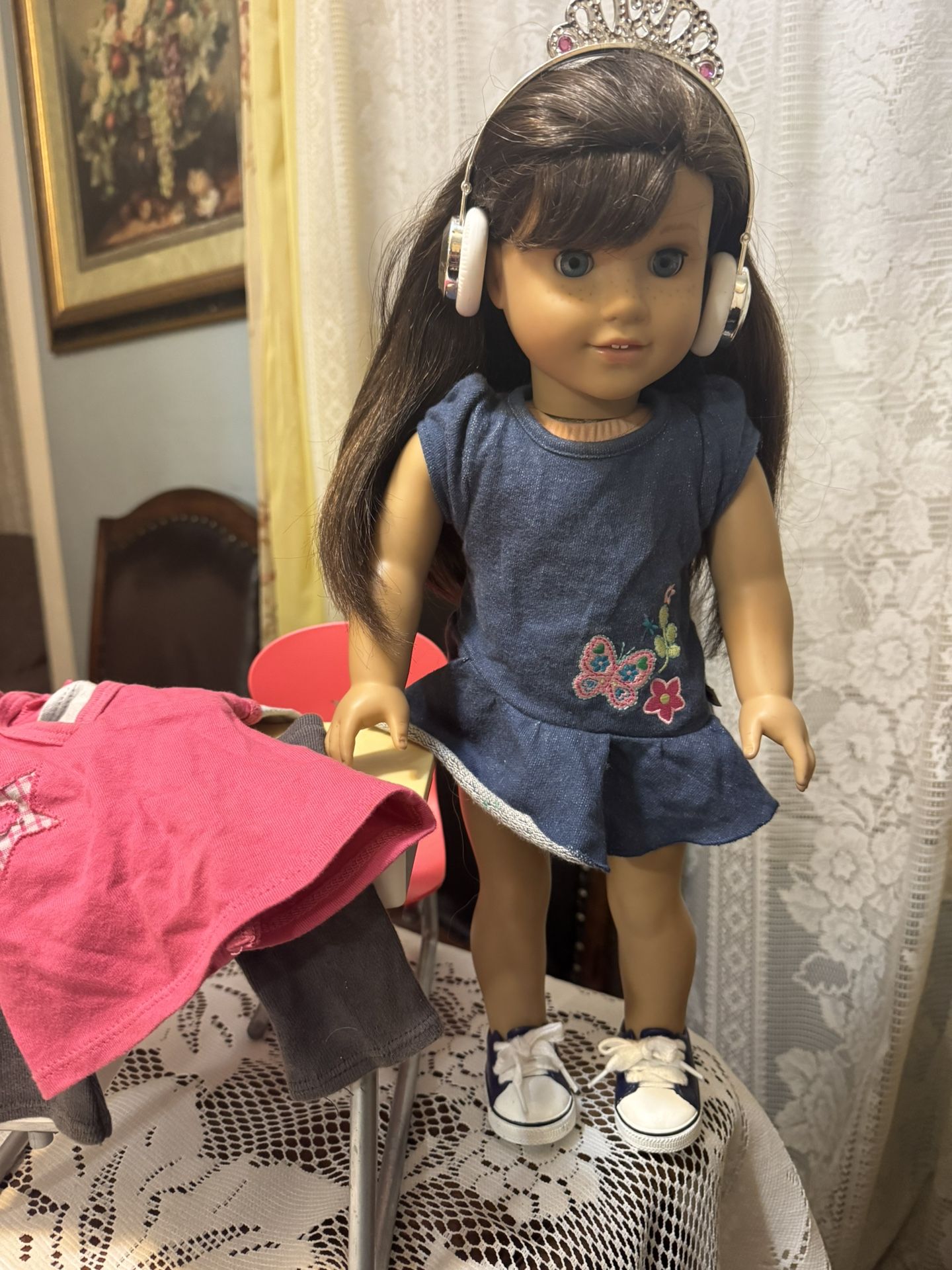 American Girl Doll 18”, Outfit And American Girl doll Desk